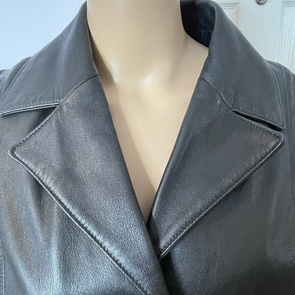 Vera Pelle Italian Leather Black Trench Coat Matrix 12 - Picture 3 of 12